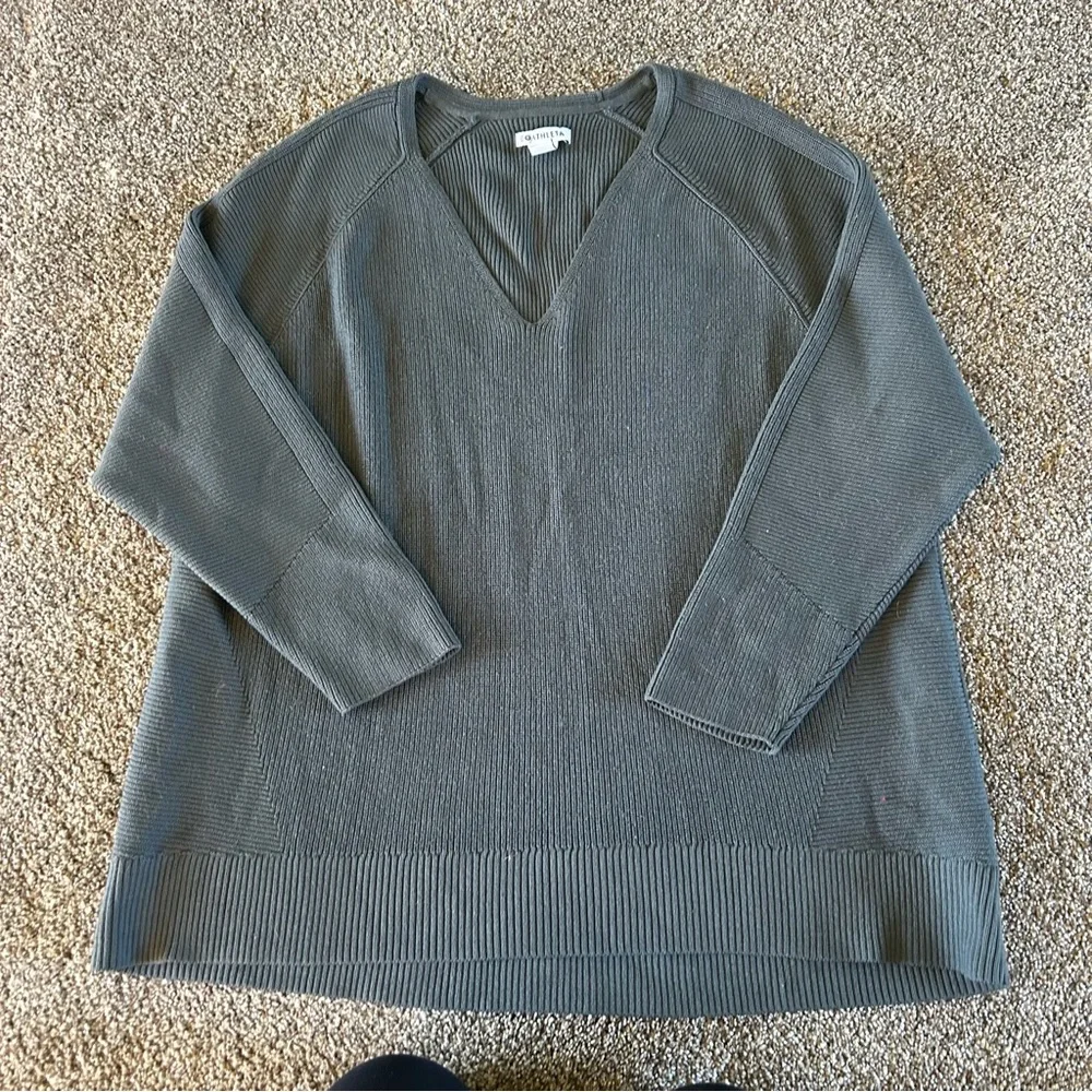 [Athleta] Gray Ribbed Knit Hanover Sweater